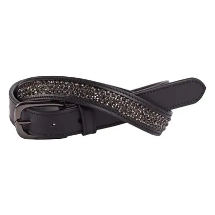 Riem_leder_Crystal_zwart_gunmetal